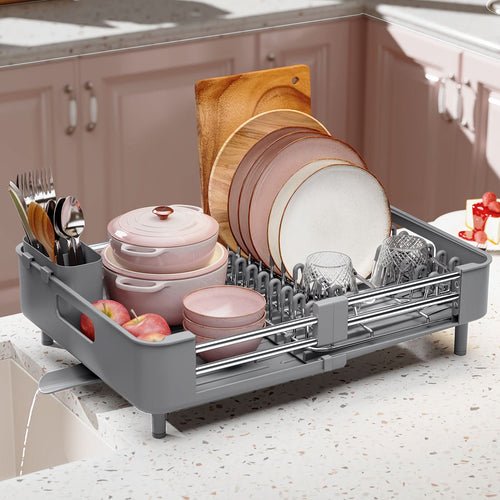 EXTENDNEST – Expandable Dish Rack with Drainage Spout