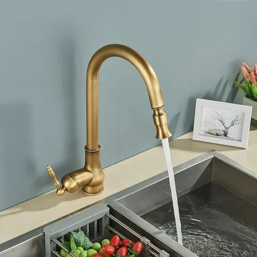 FLEXTAP – Pull Out Kitchen Faucet Antique Style High Arc Sink Mixer
