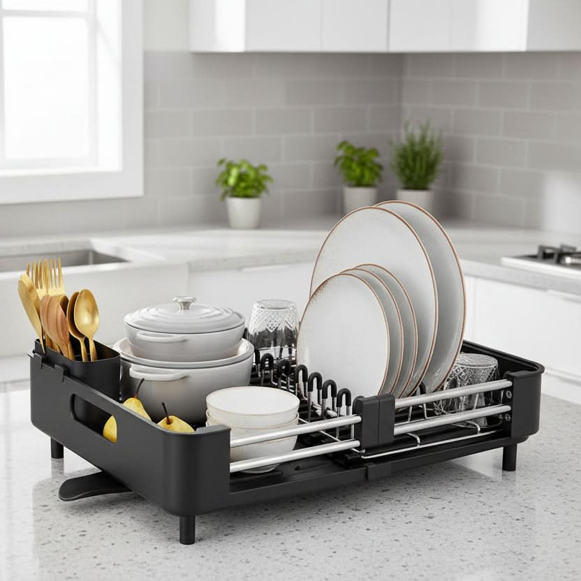 EXTENDNEST – Expandable Dish Rack with Drainage Spout